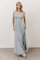 Annika Sequin Mesh Maxi Dress | Dusty Blue