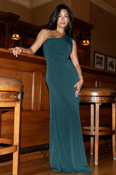 Adrianna One Shoulder Gown | Deep Topaz