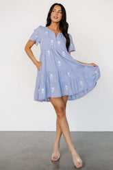 Keegan Short Dress | Blue + Ivory Floral