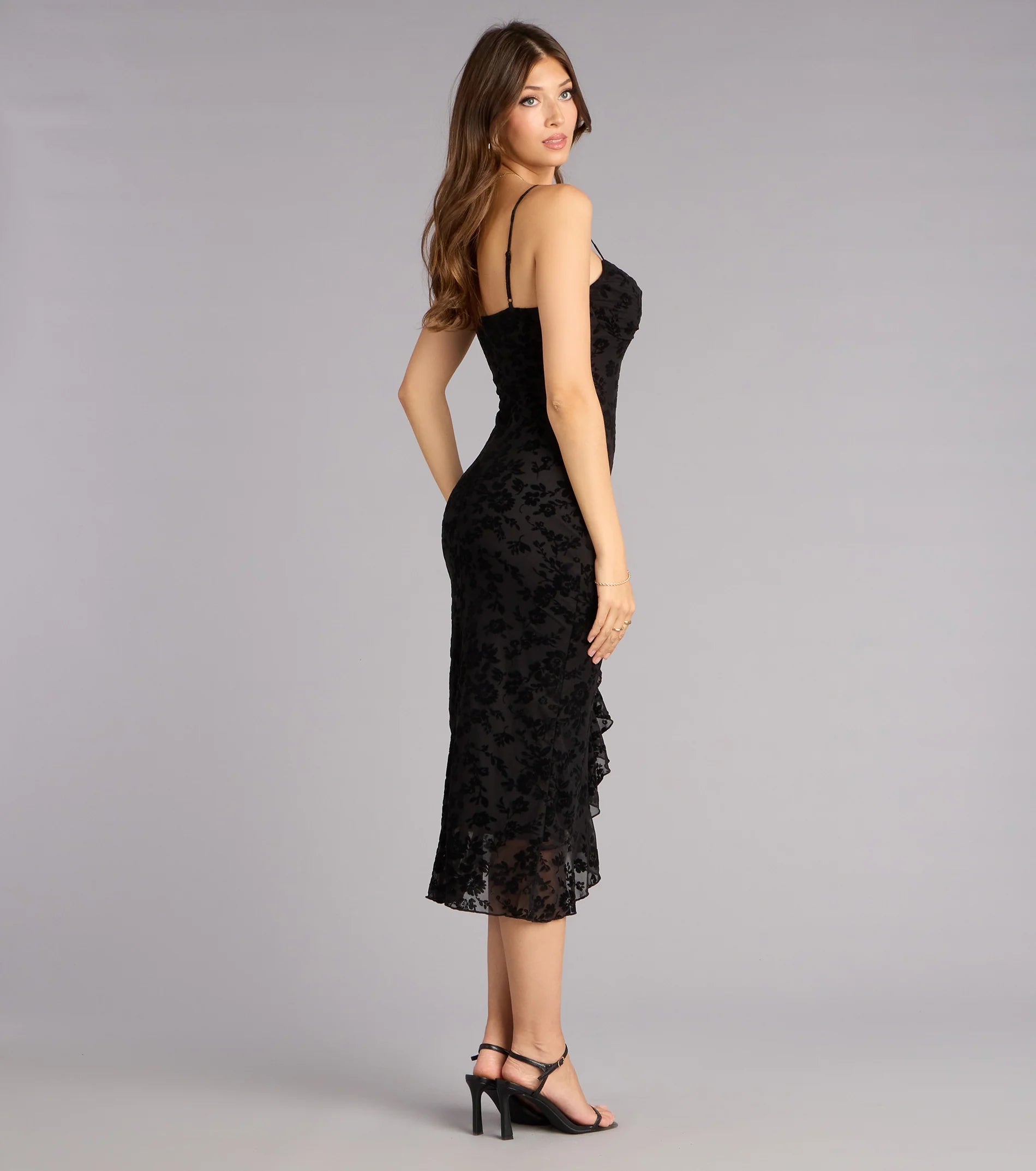 Sweetheart Chic Ruffle Midi Dress