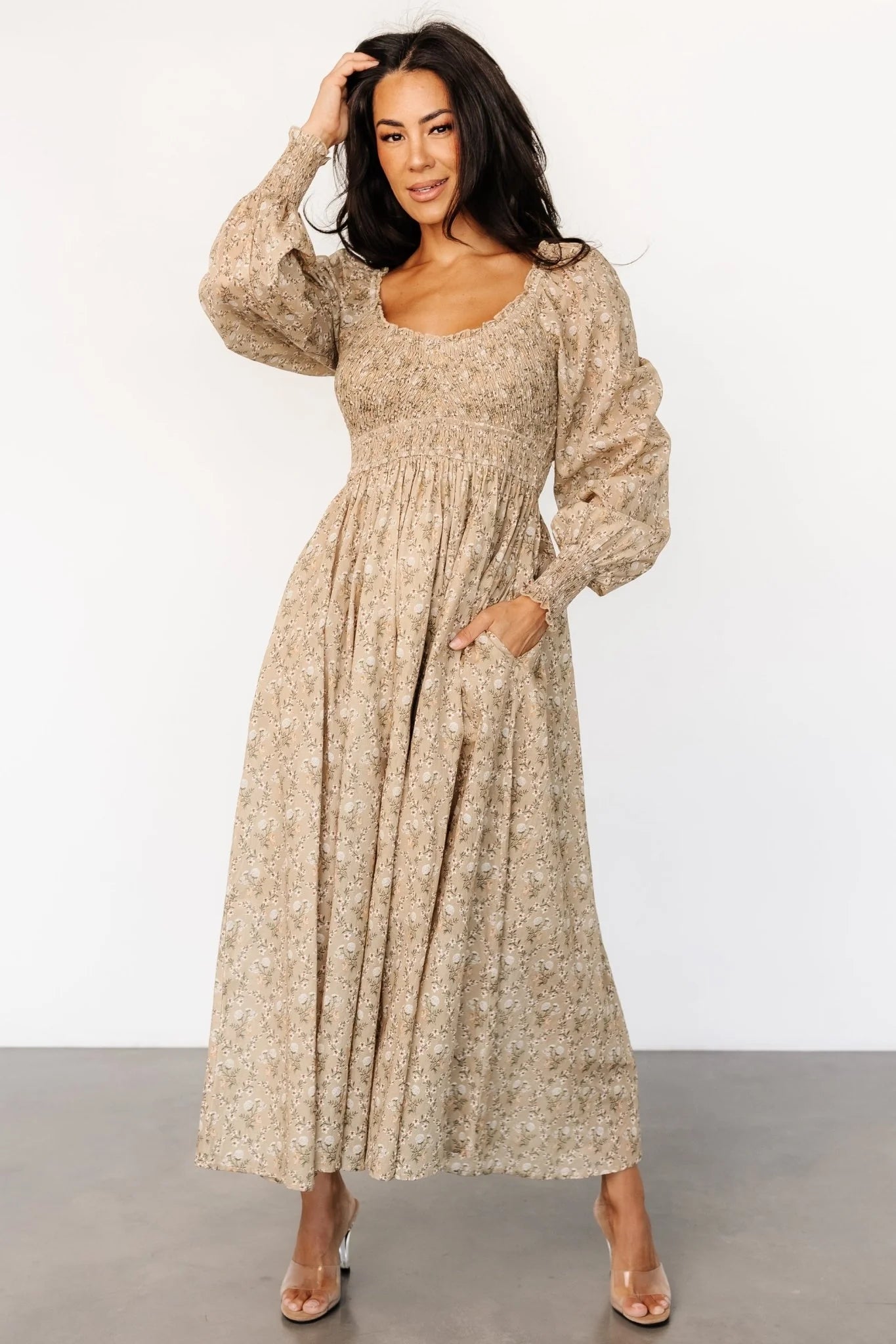 Truman Smocked Dress | Olive Floral