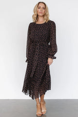 Edith Pleated Dress | Navy + Copper