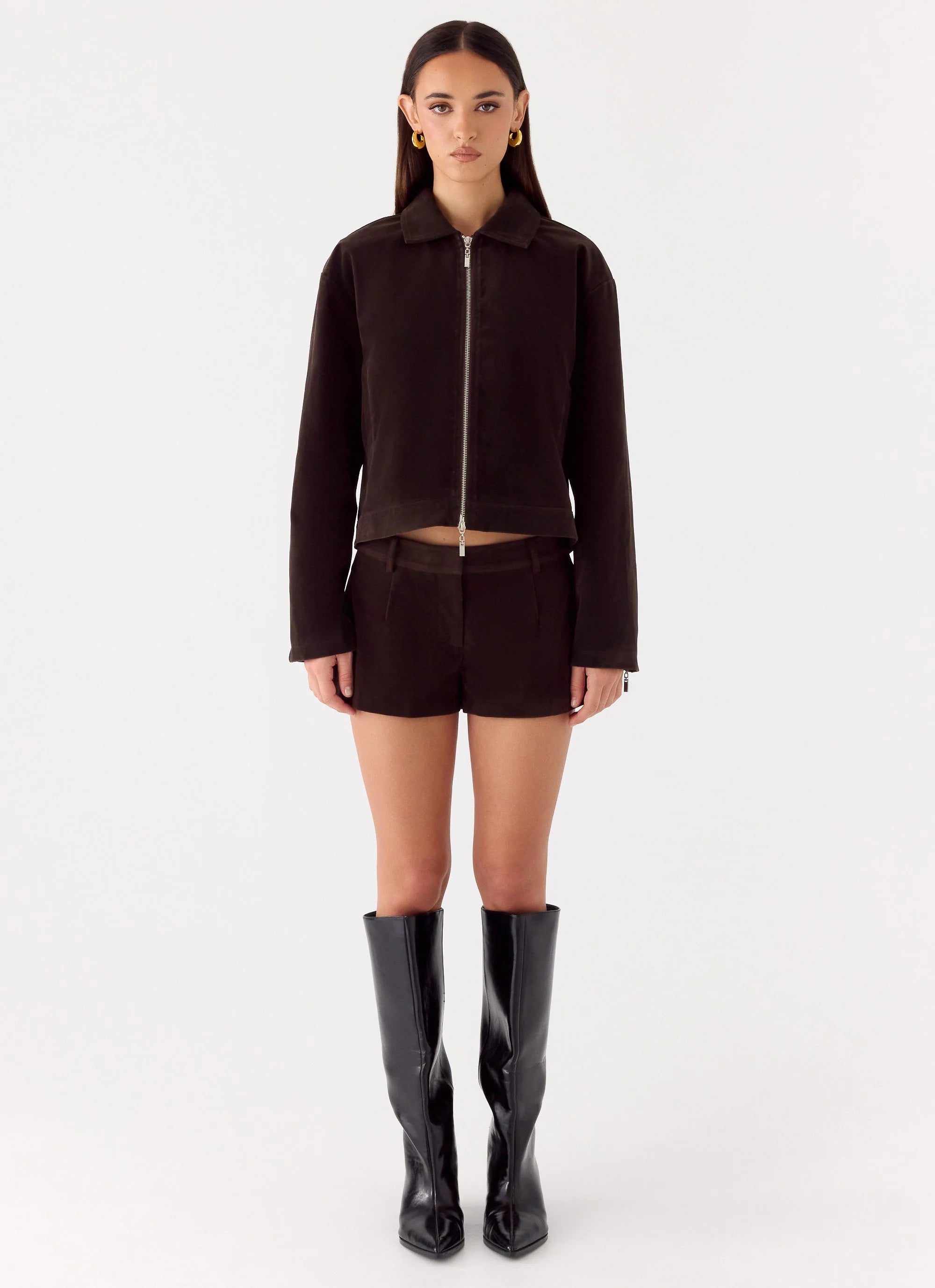 Jeremy Faux Suede Shorts - Chocolate