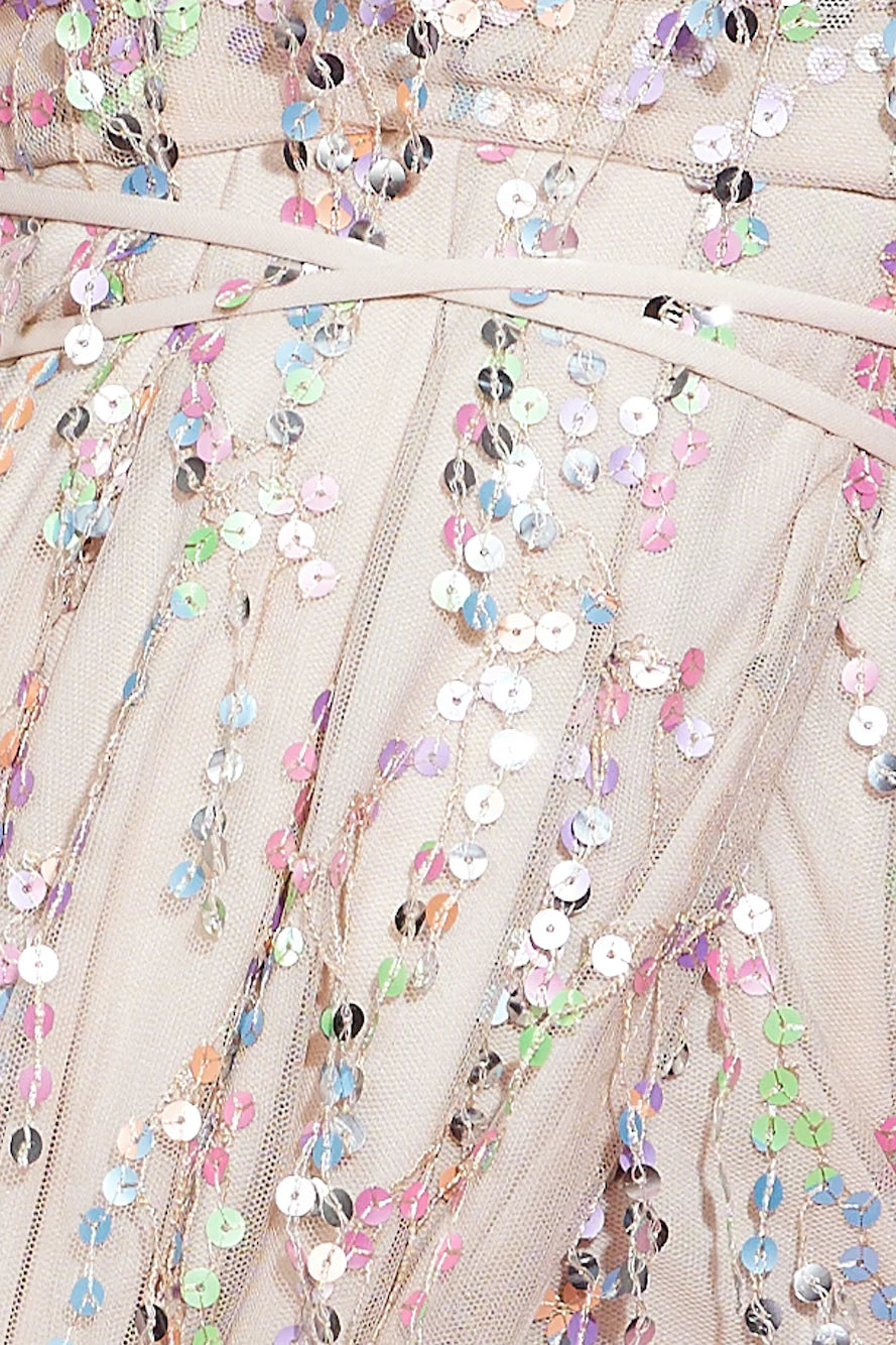 Blooming Season Sequin Maxi Dress Beige