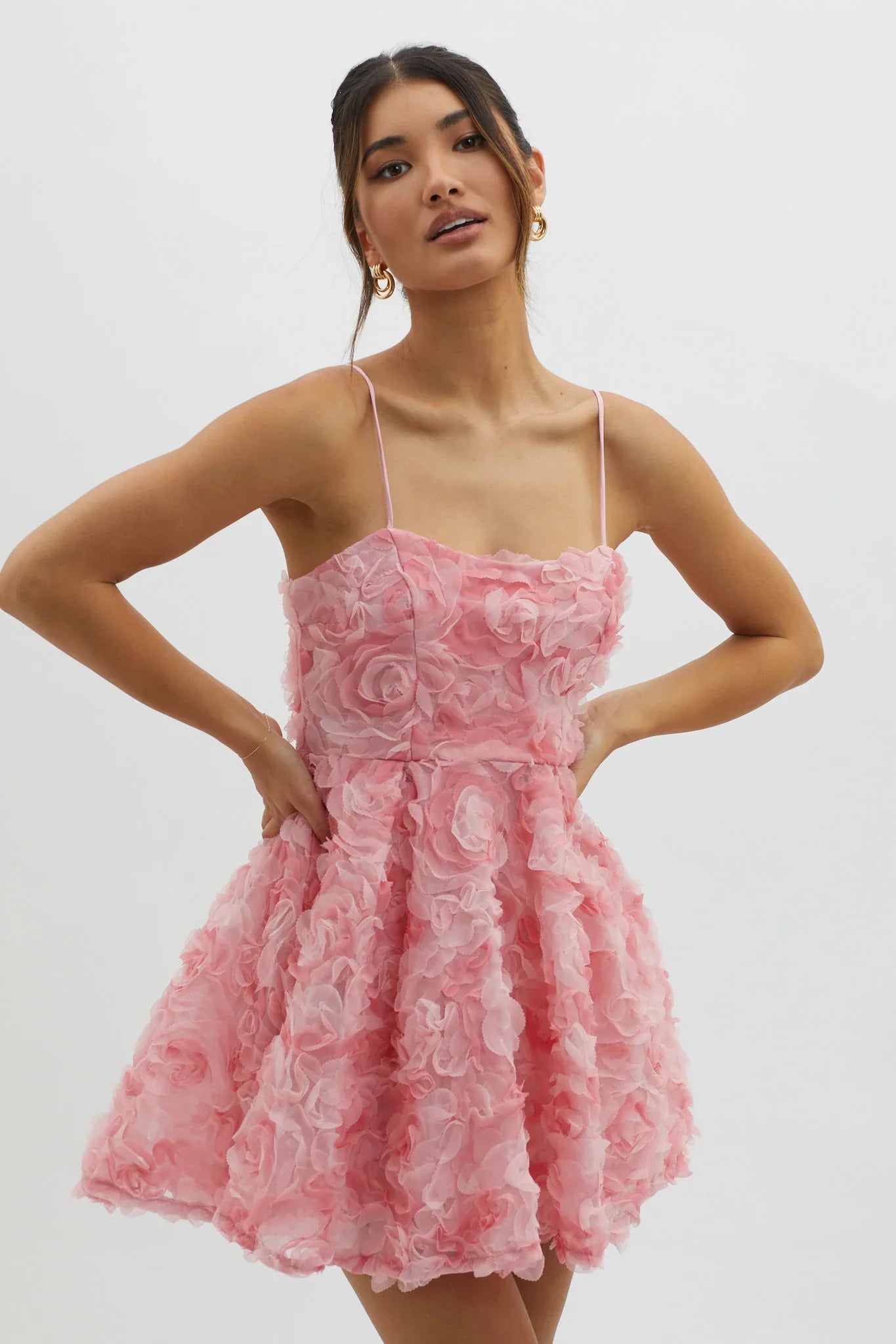 Mariela Floral Embellished Mini Dress Pink