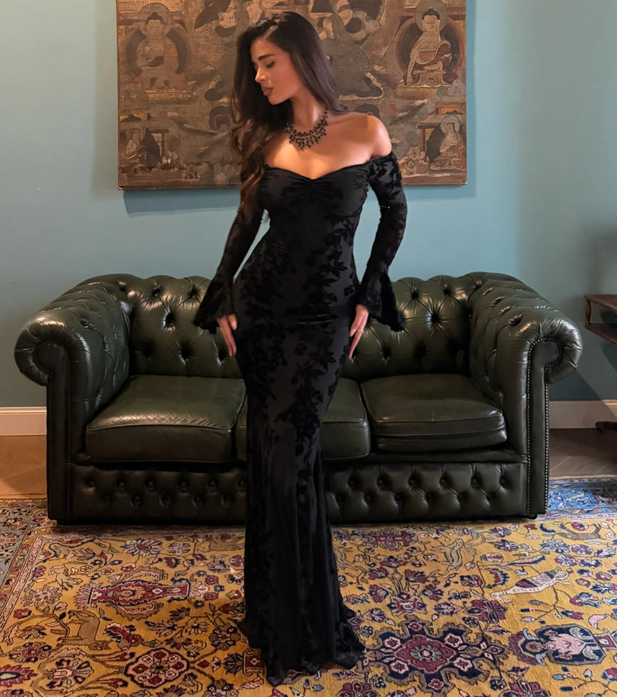 Korey Velvet Off-The-Shoulder Mermaid Formal Dress