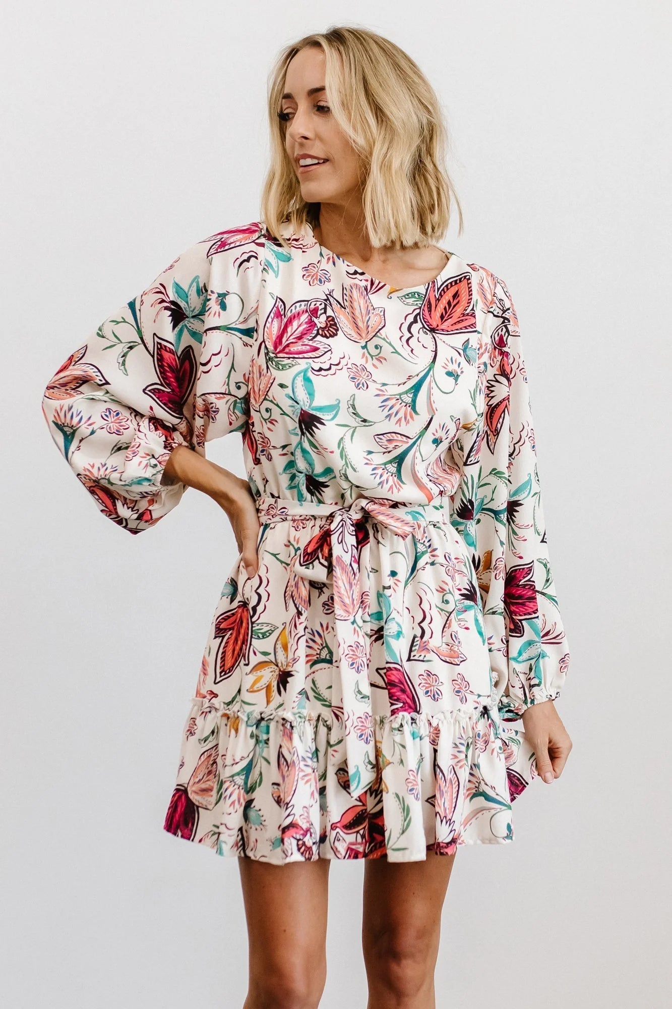 Tally Mini Dress | Off White Multi Print