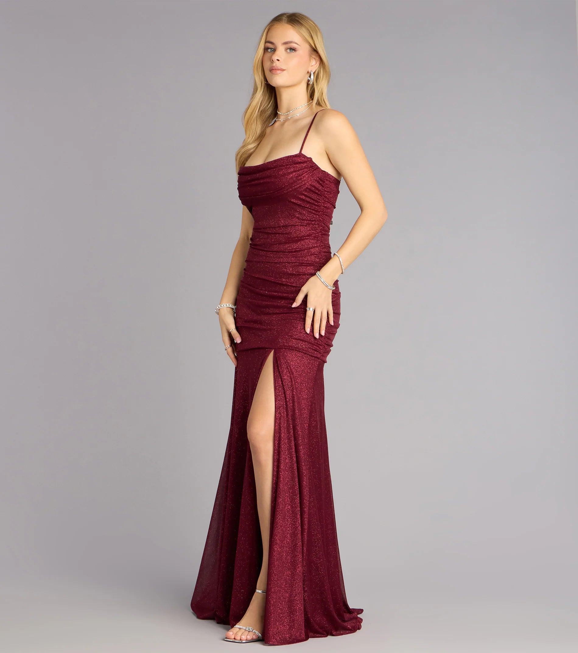 Klaire Glitter Slit Mermaid Formal Dress