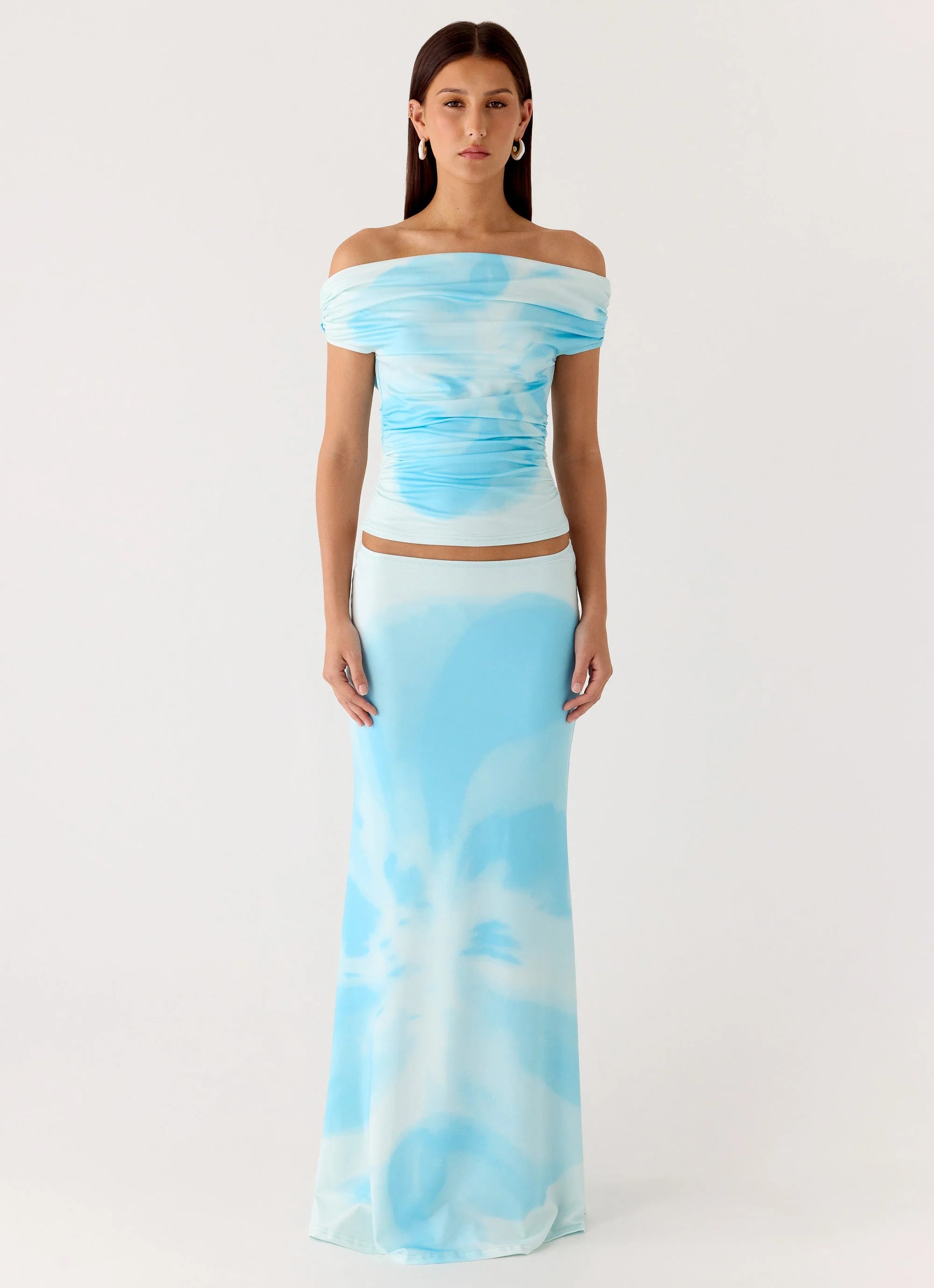 Moka Off Shoulder Top - Blooming Blue