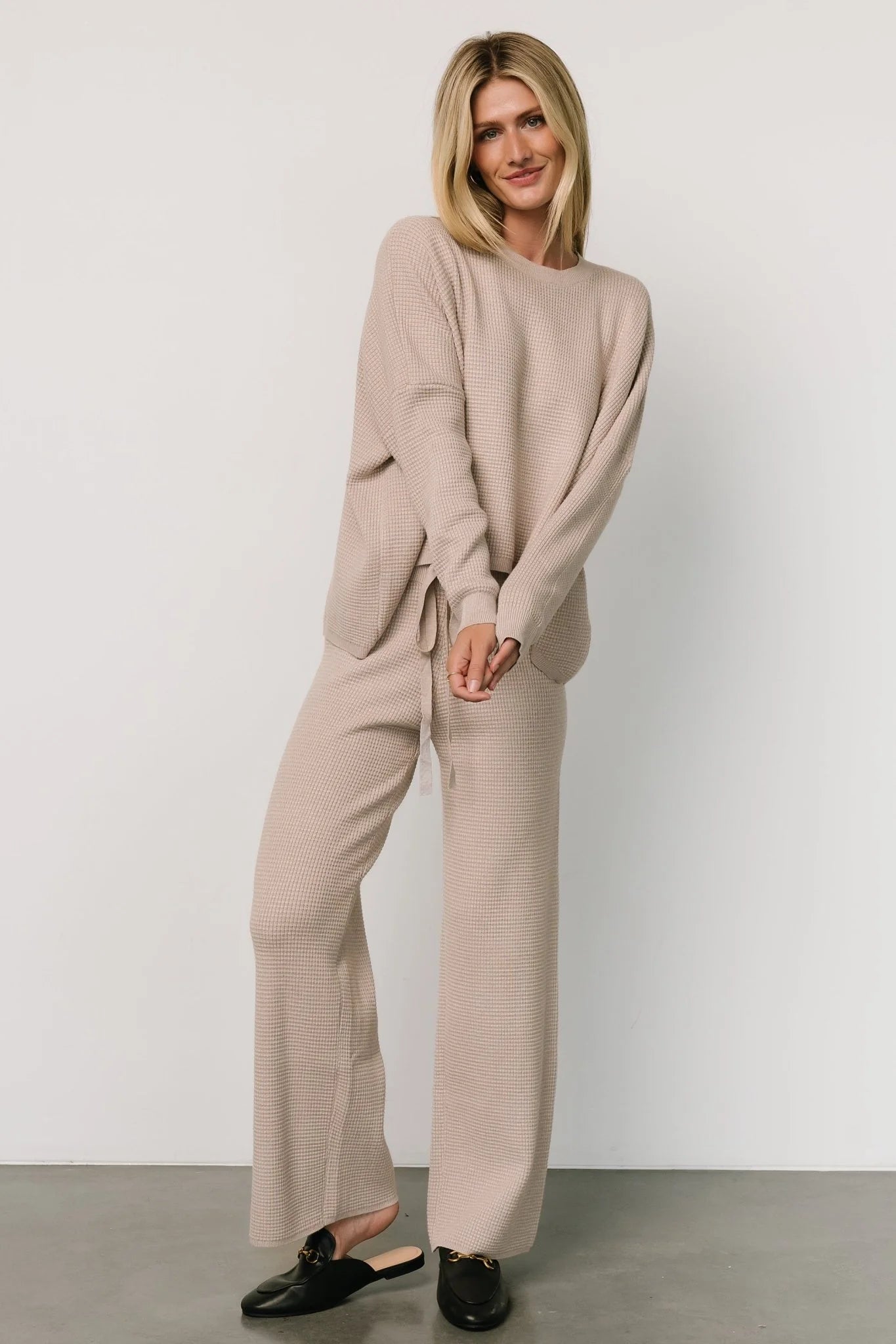 Owen Waffle Sweater Top | Oatmeal