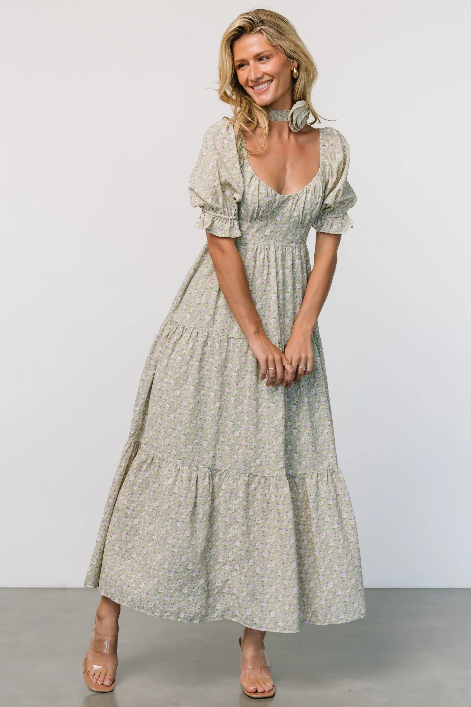 Bonnie Rosette Maxi Dress | Sage Multi