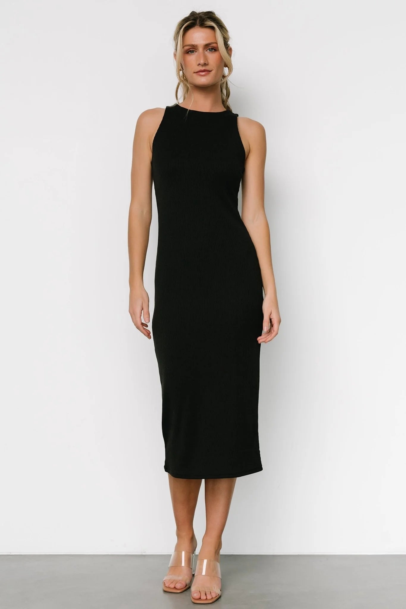 Ashley Ribbed Tank Dress | Black