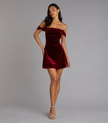 Flirty And Chic Velvet Off-The-Shoulder Mini Dress
