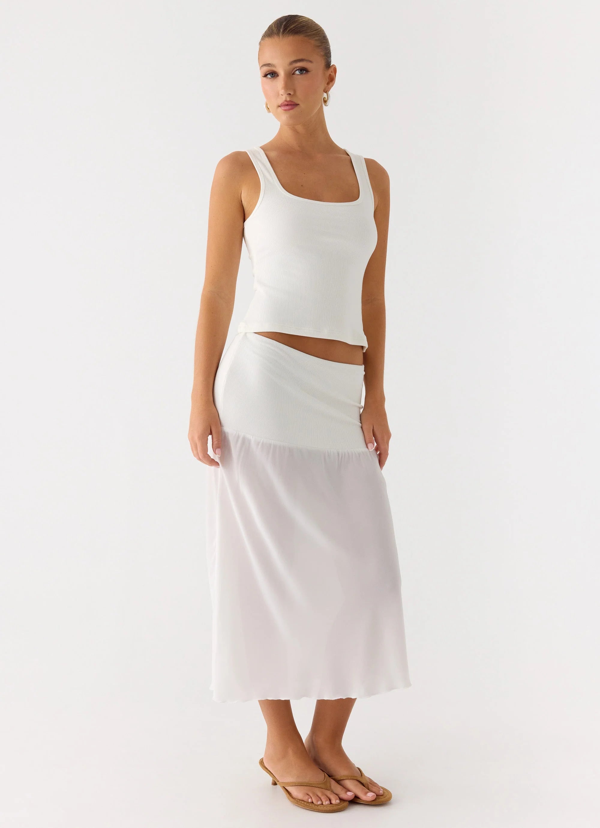 Connect My Heart Midi Skirt - White