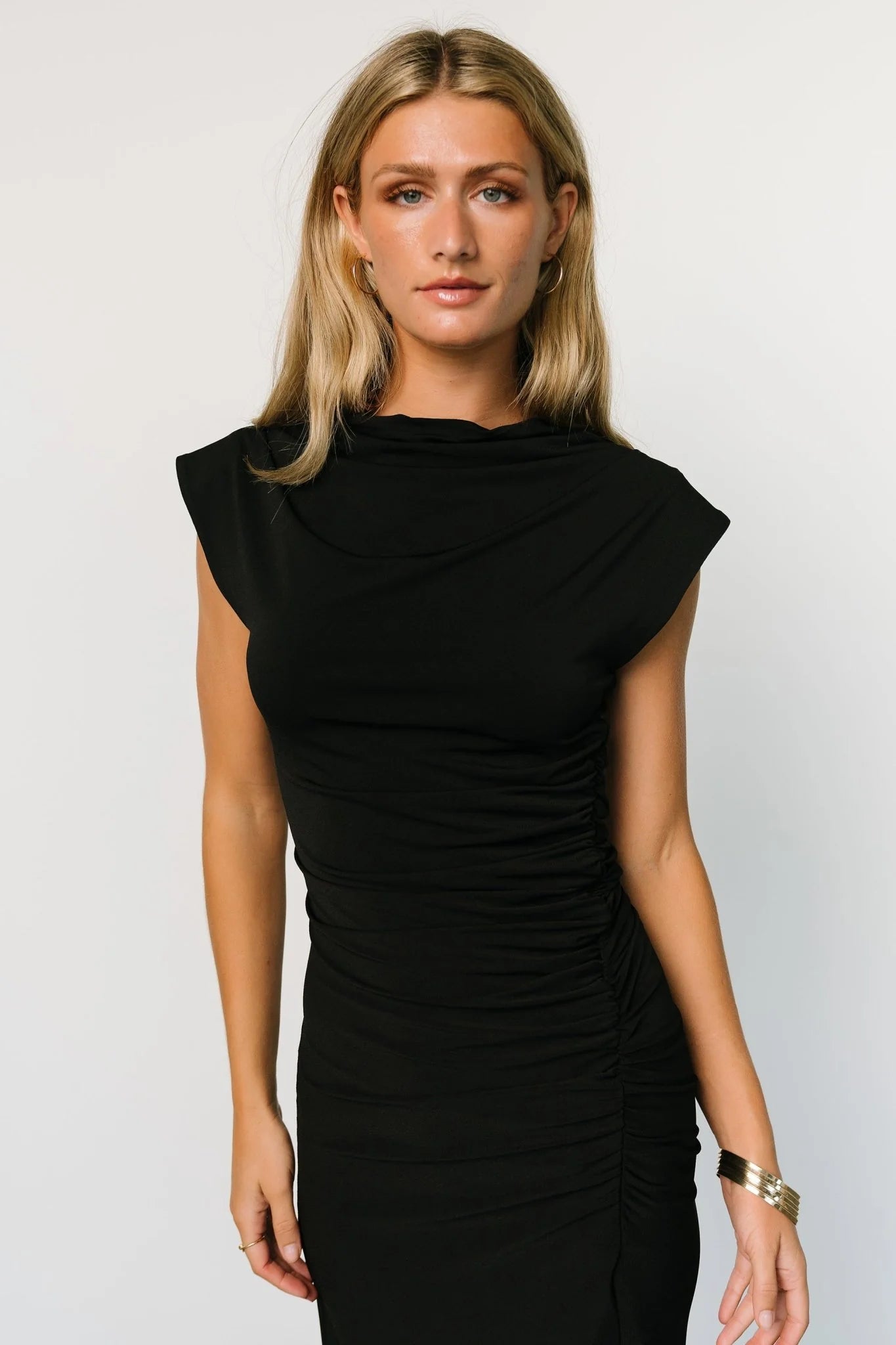 Sasha Ruched Maxi Dress | Black