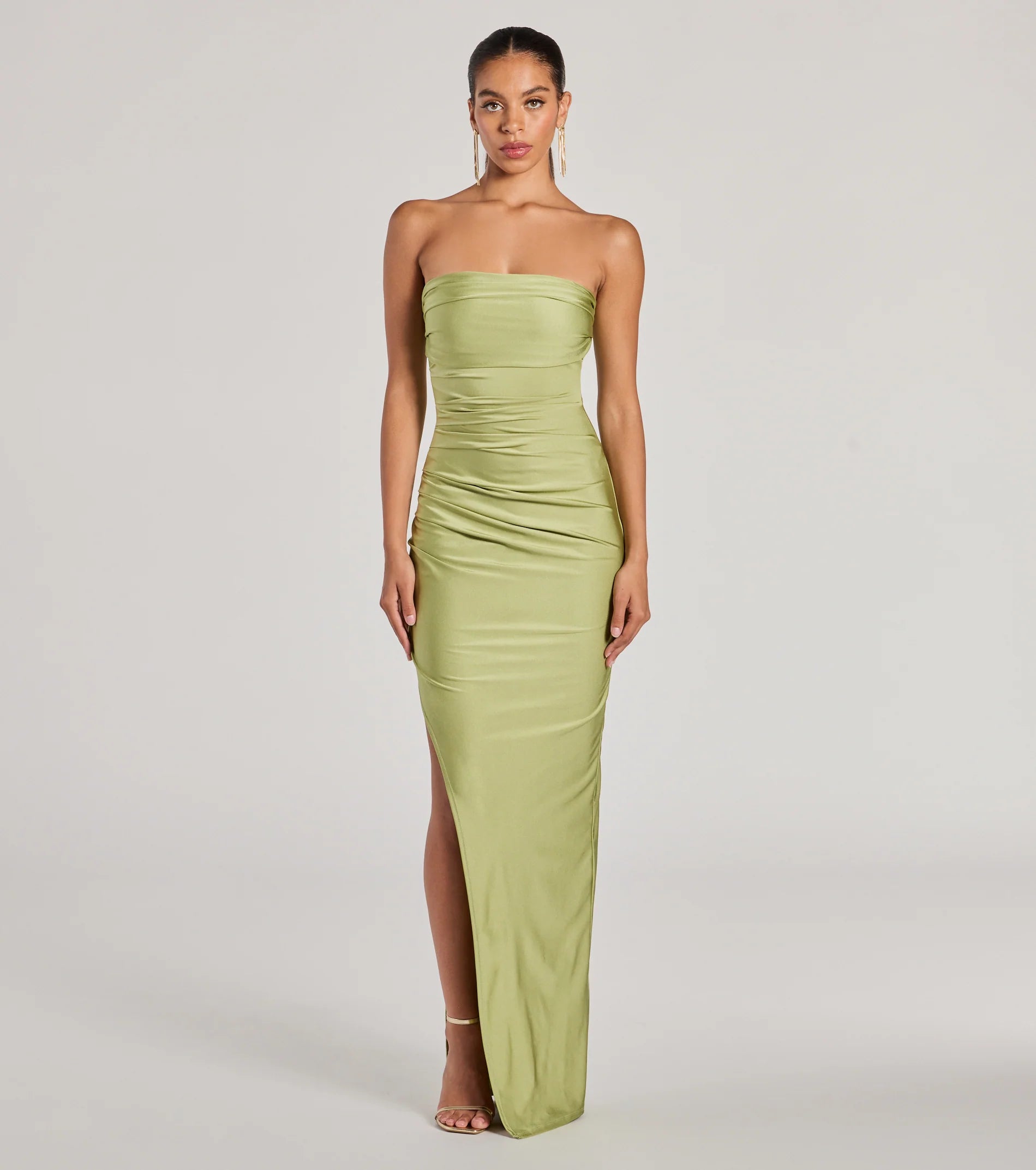 Anisley Strapless High Slit Column Formal Dress