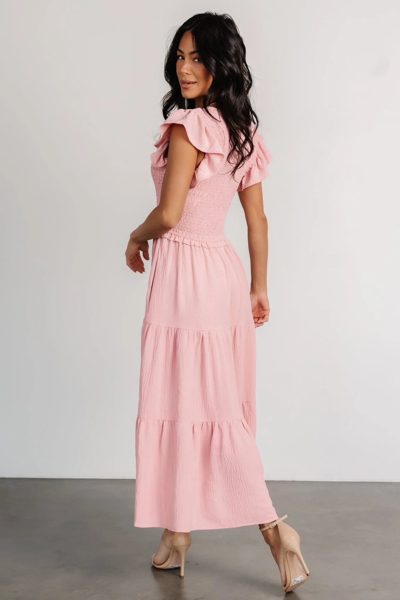 Afton Smocked Tiered Dress | Vintage Blush