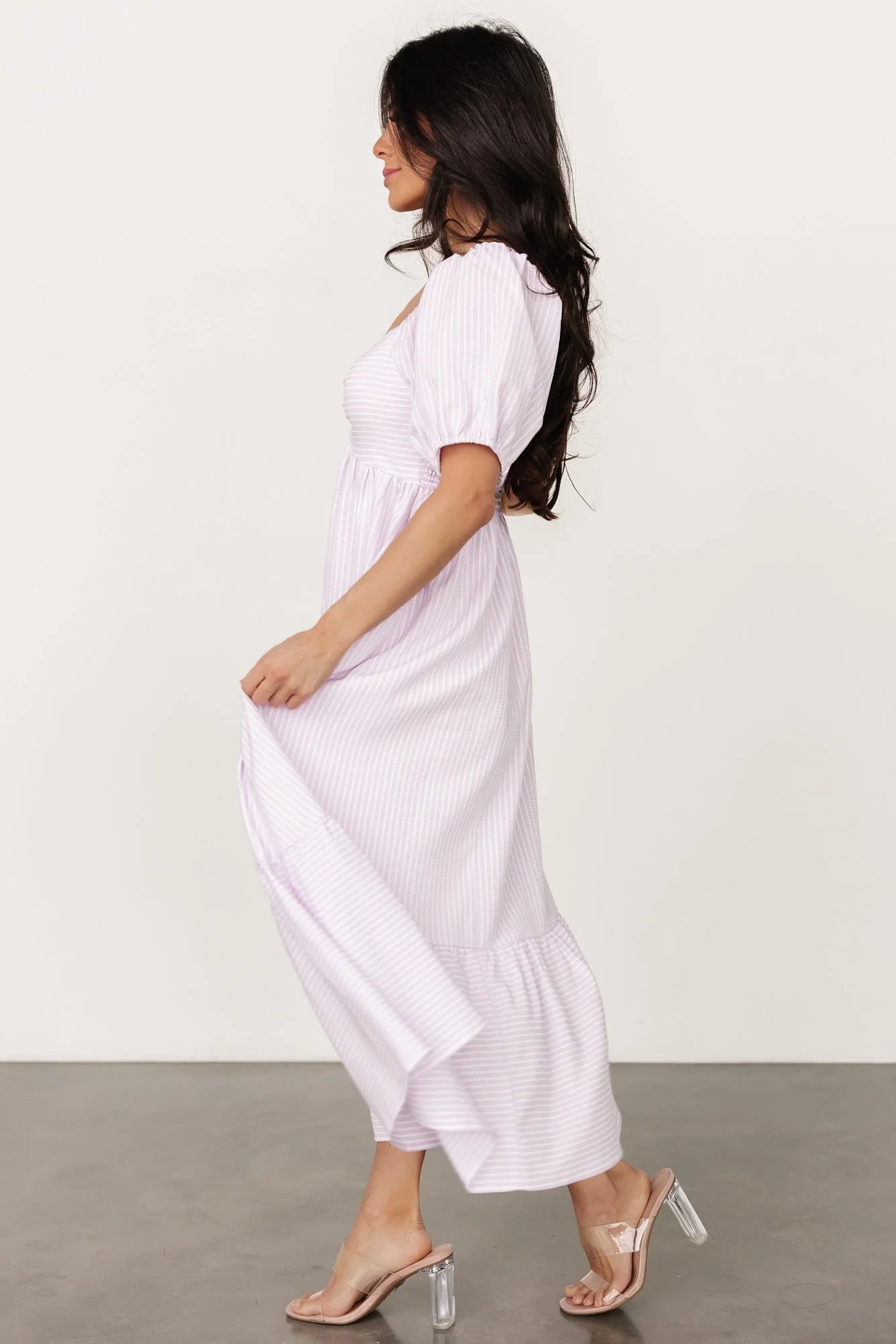 Poppy Midi Dress | Lavender + Off White