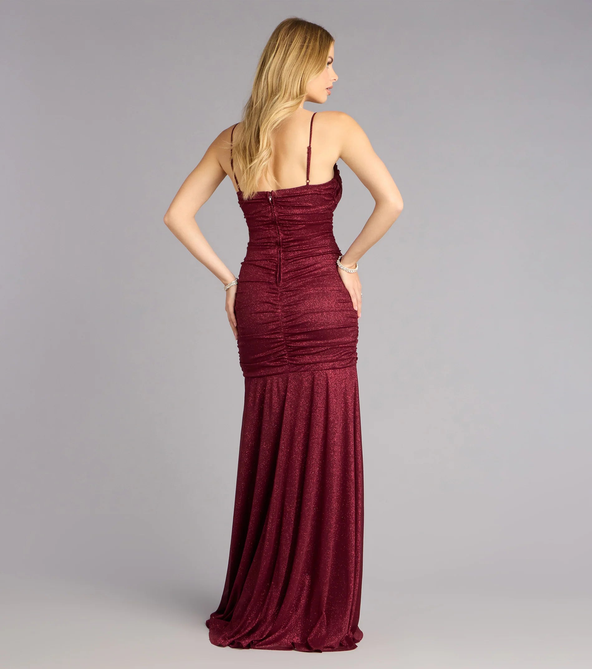 Klaire Glitter Slit Mermaid Formal Dress