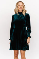 Tina Velvet Short Dress | Emerald