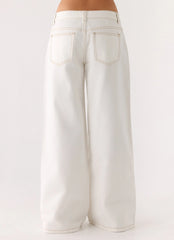Neo Low Rise Wide Leg Jeans - Ivory