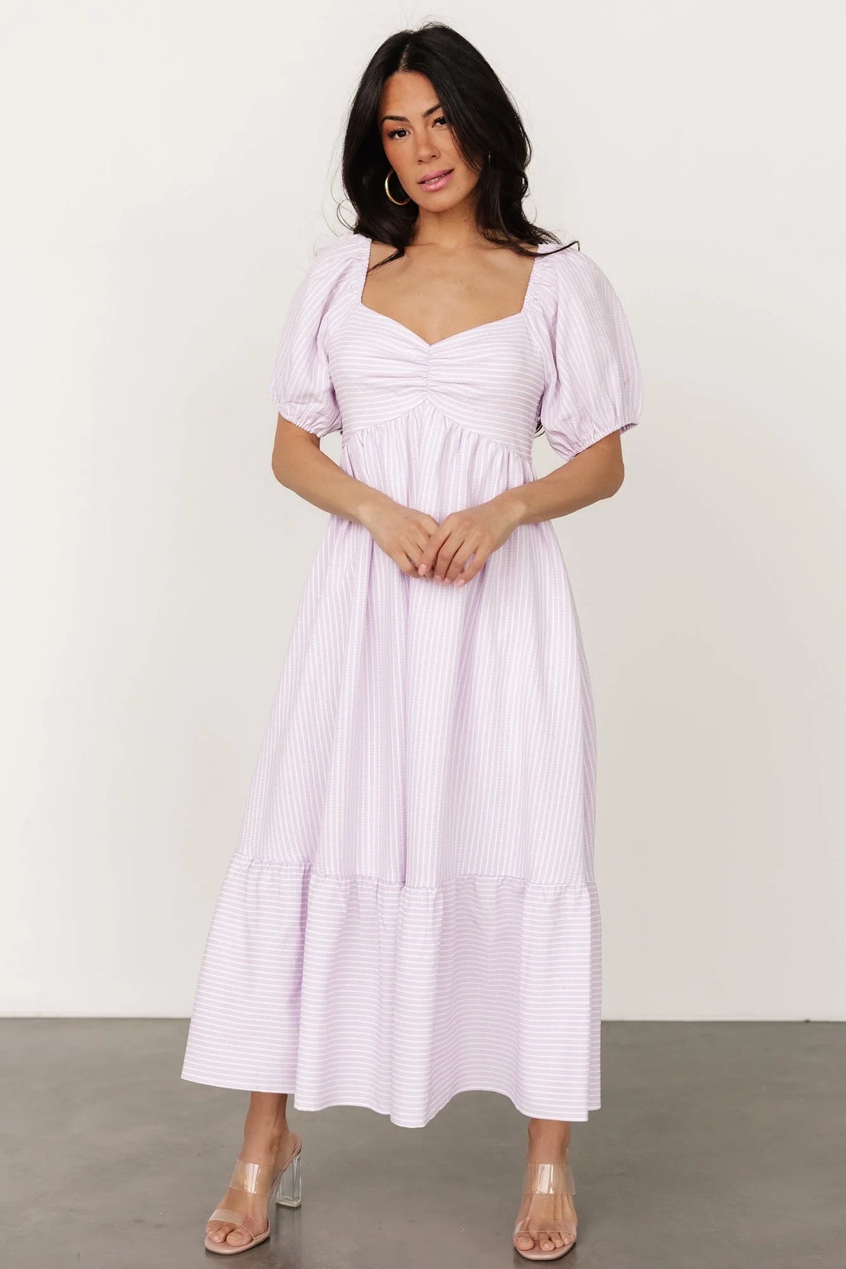 Poppy Midi Dress | Lavender + Off White