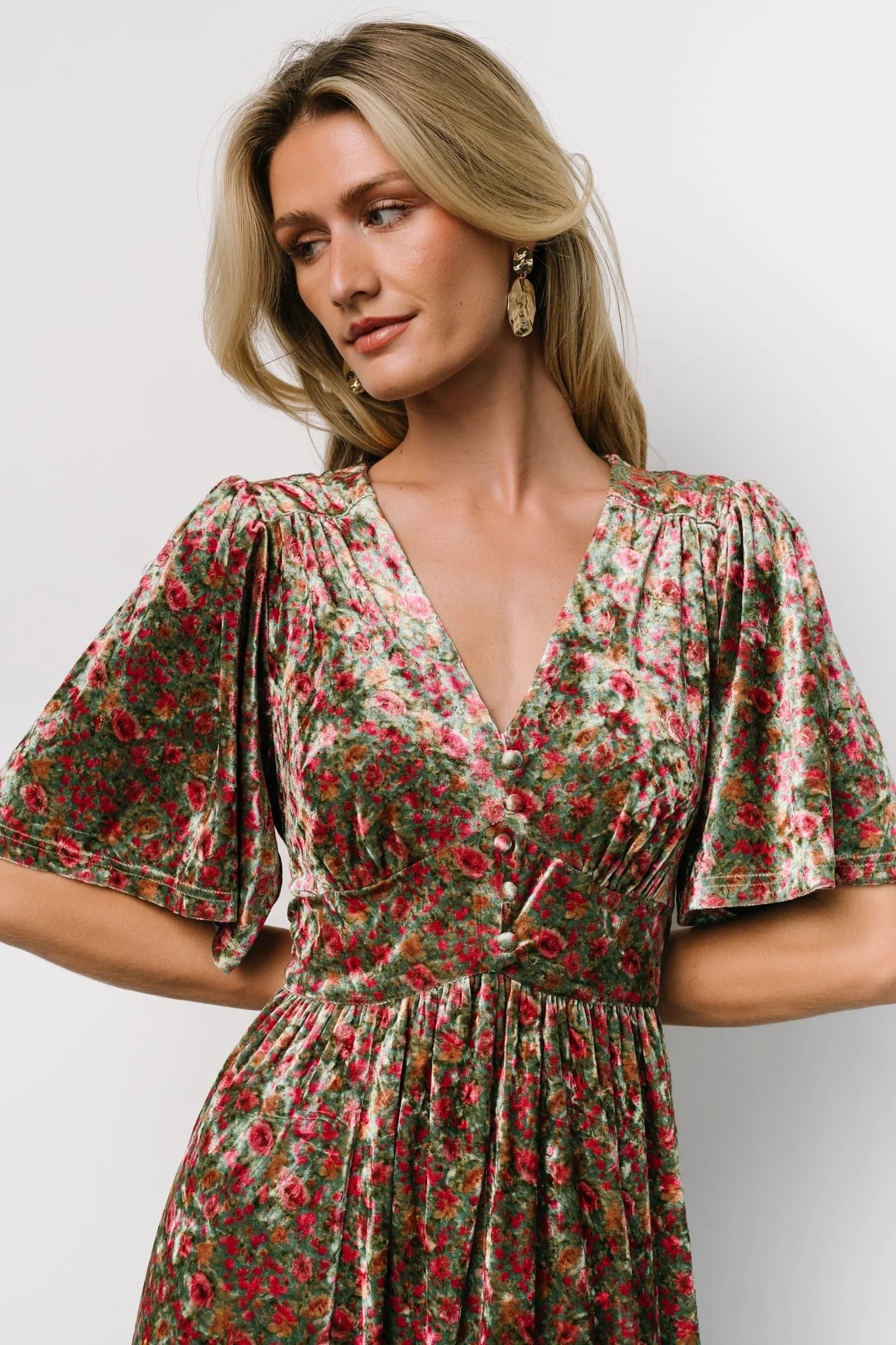 Irina Velvet Maxi Dress | Green Multi Floral